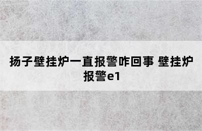 扬子壁挂炉一直报警咋回事 壁挂炉报警e1